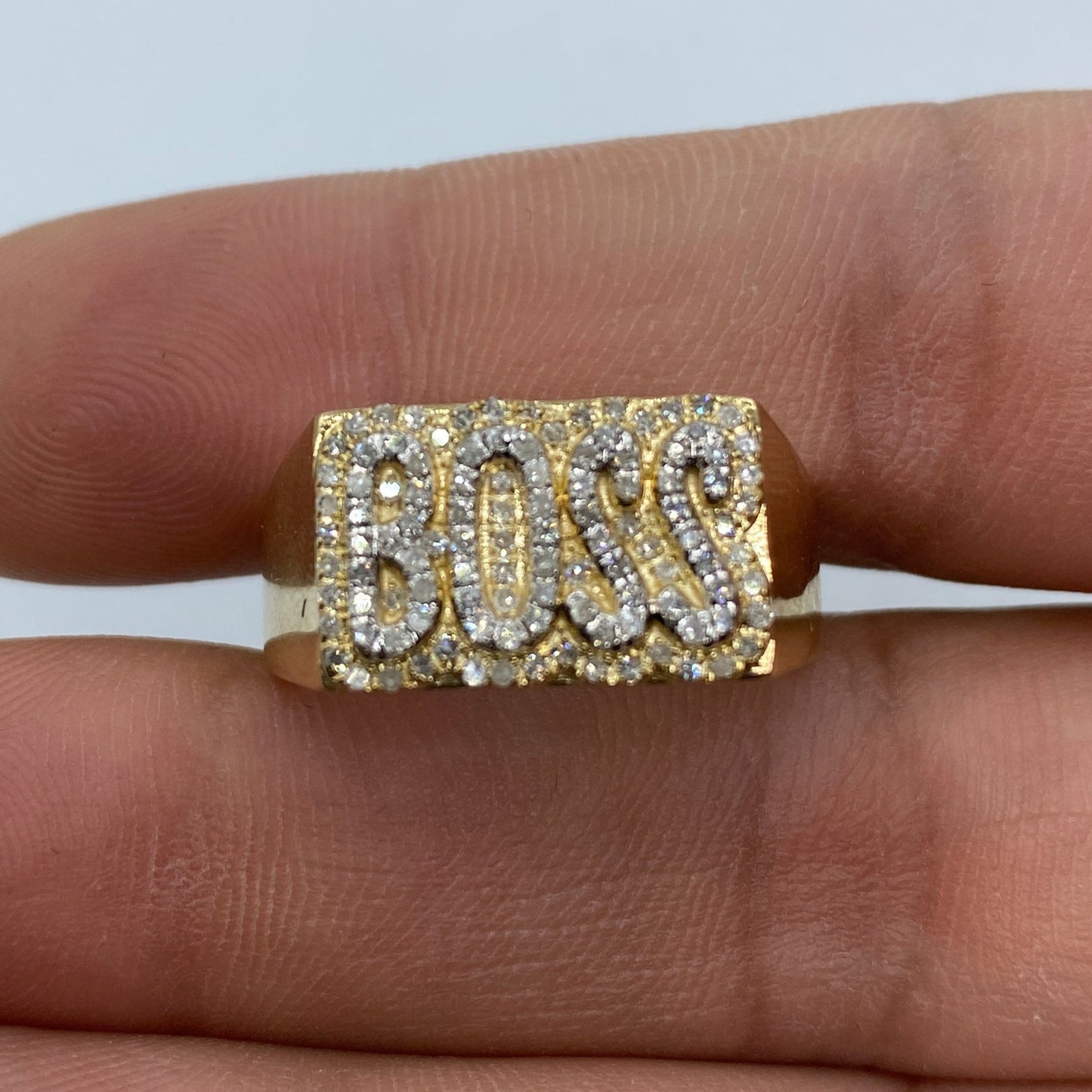 10K Boss Name Plate Diamond Ring