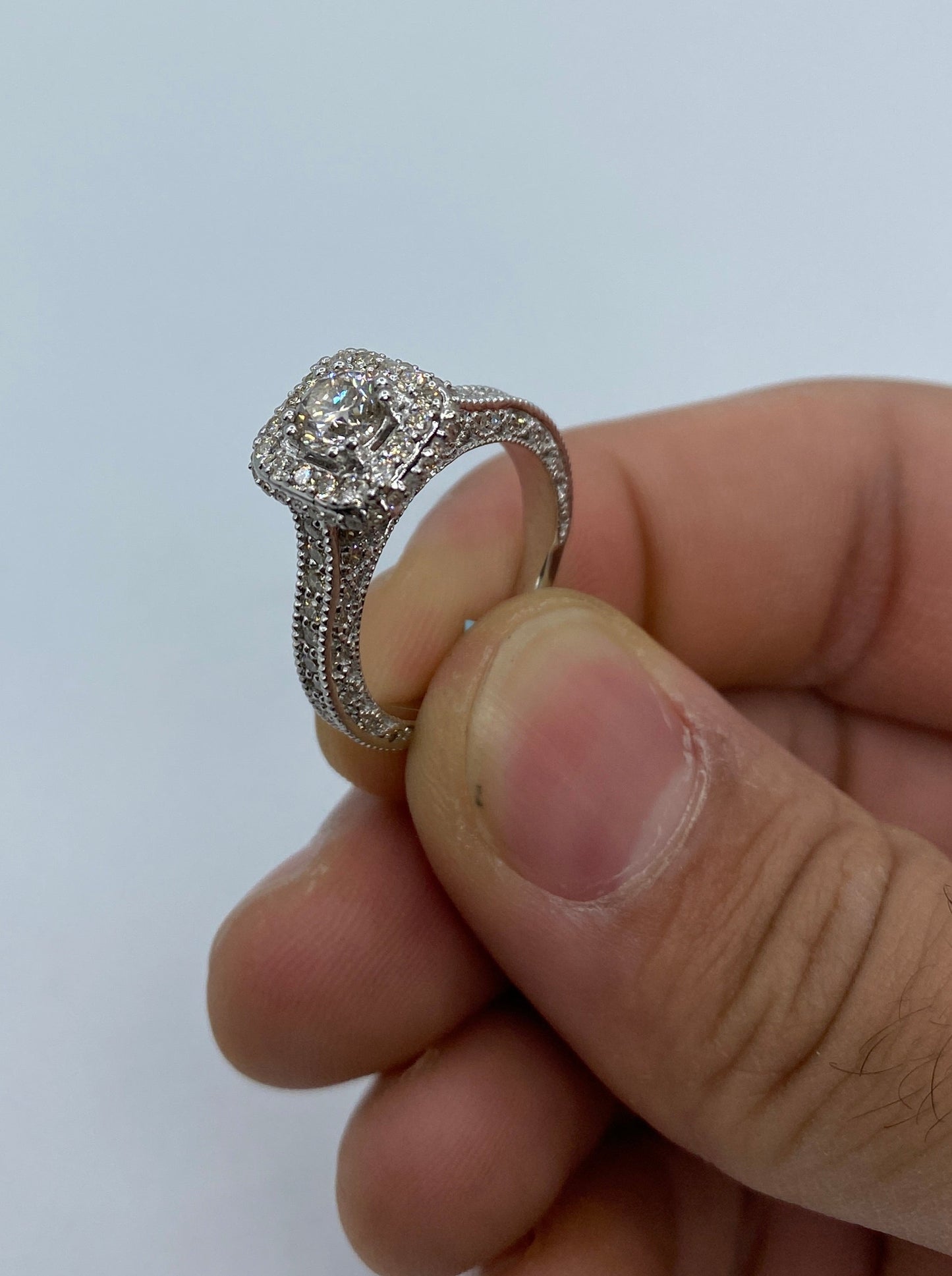 Large Center Stone Square Engagement Ring