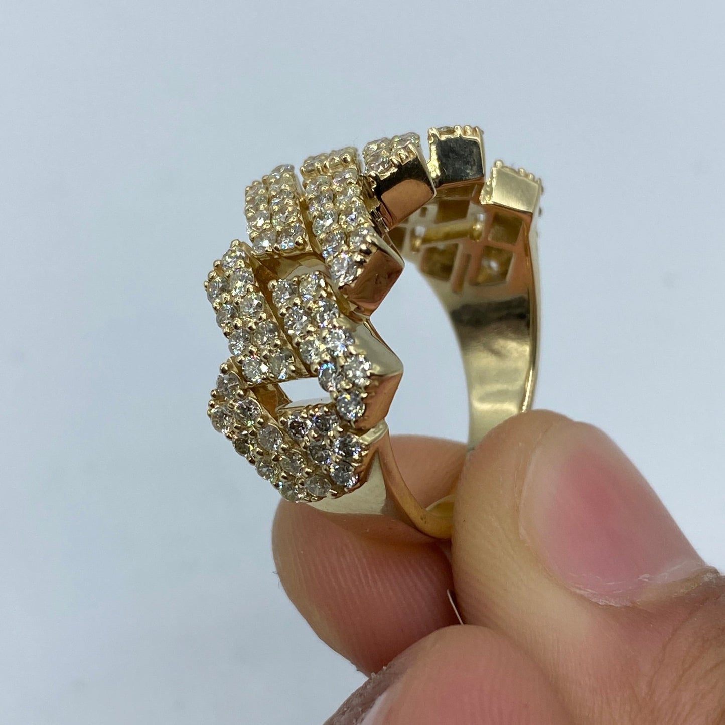 10K Cuban Link Diamond Ring Style #5