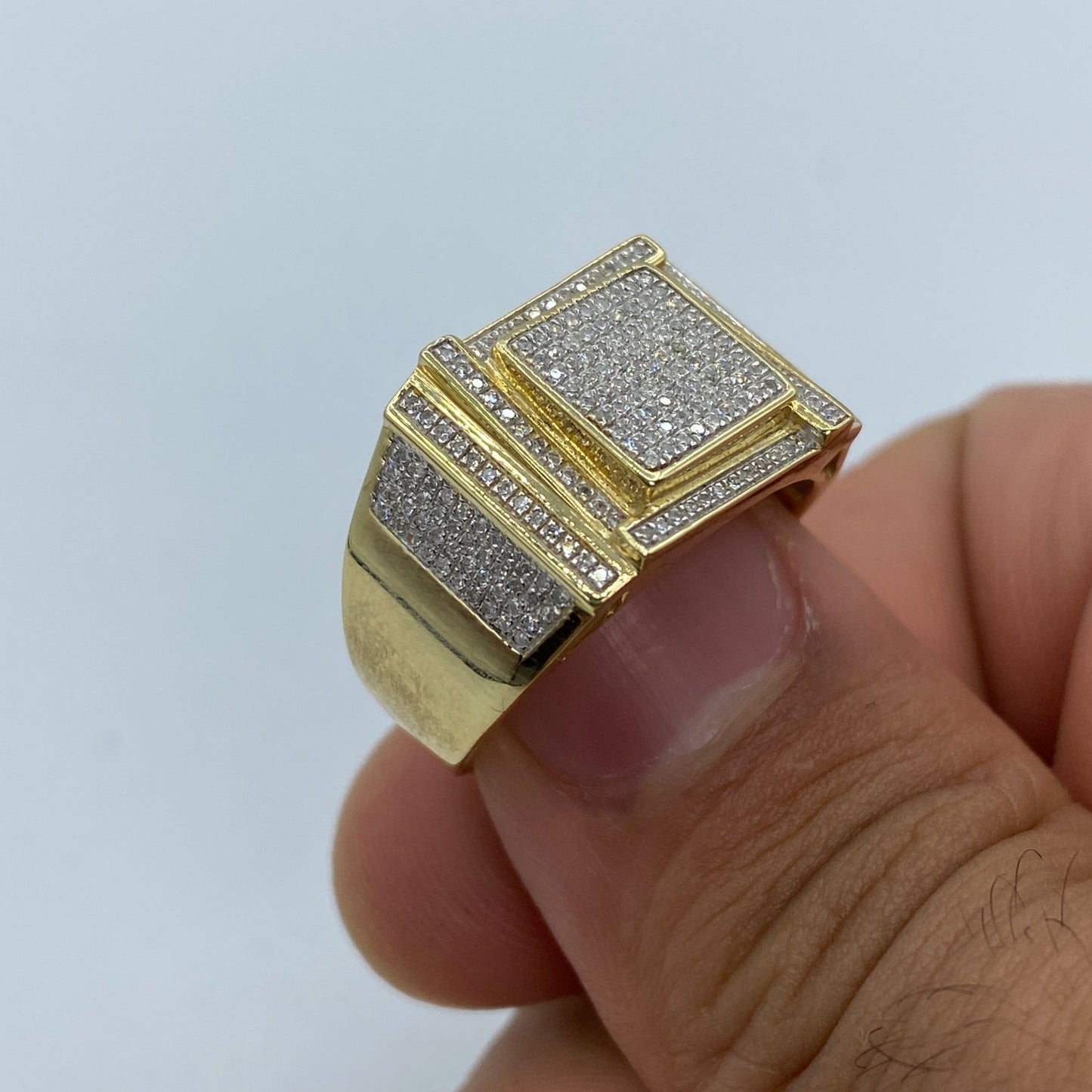 10K Square Jigsaw Diamond Ring
