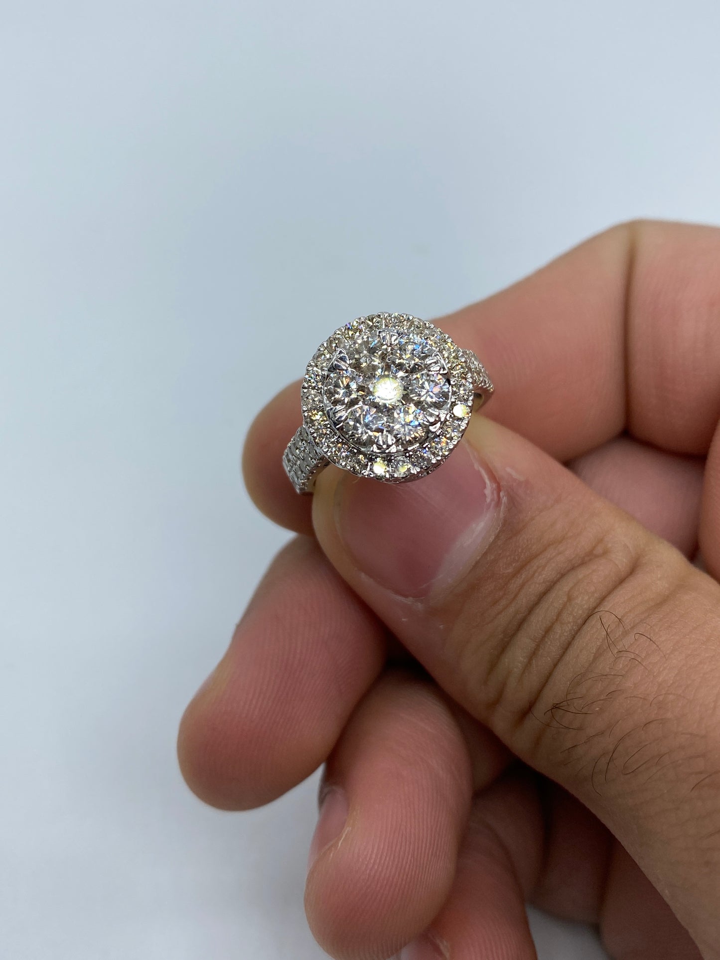 Circle 3D Flower Engagement Ring