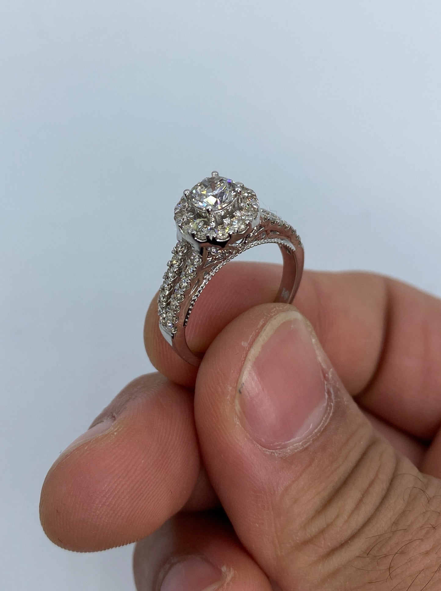 Large Circle Stone Engagement Ring