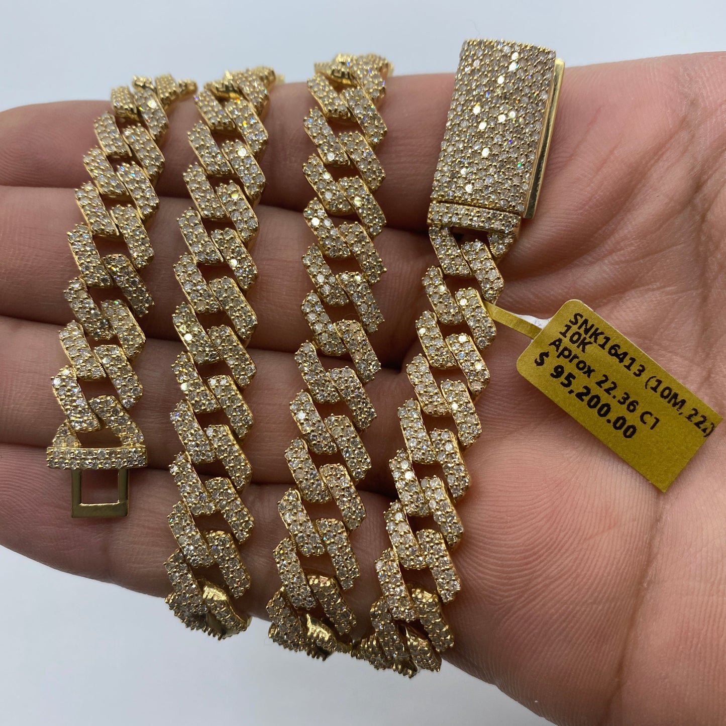 10K 10MM Cuban Link Diamond Chain 22"