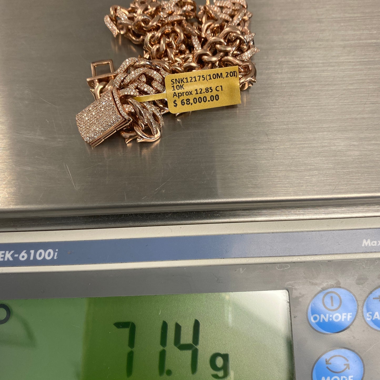 10K 10MM Thorn Cuban Link Diamond Chain 20"