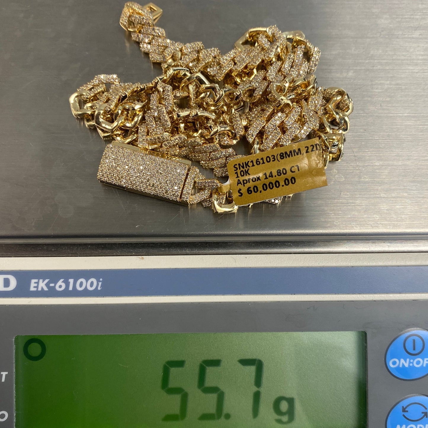 10K 8MM Cuban Link Diamond Chain 22"