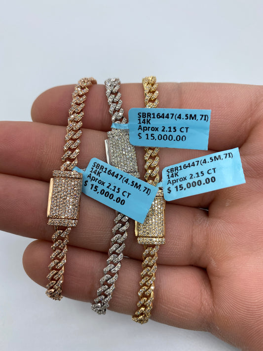 14K Cuban Bracelet 4.5mm, 7in