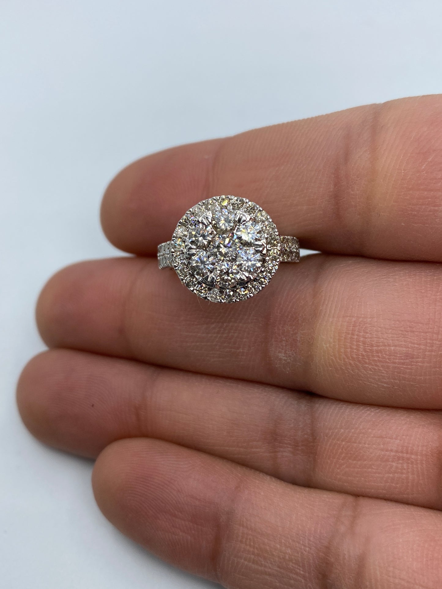 Circle 3D Flower Engagement Ring