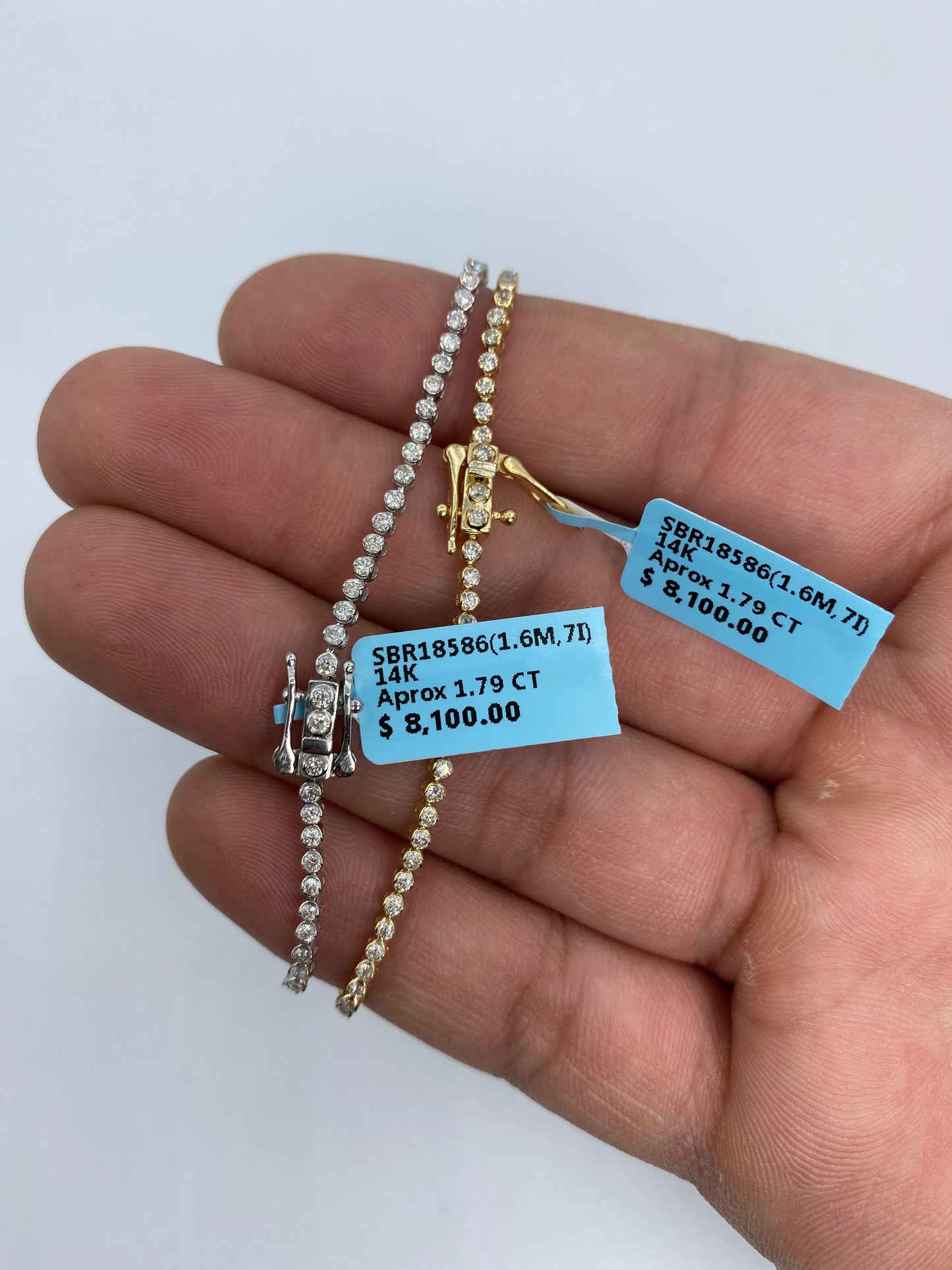 14K Tennis Bezel Bracelet 1.6mm, 7in