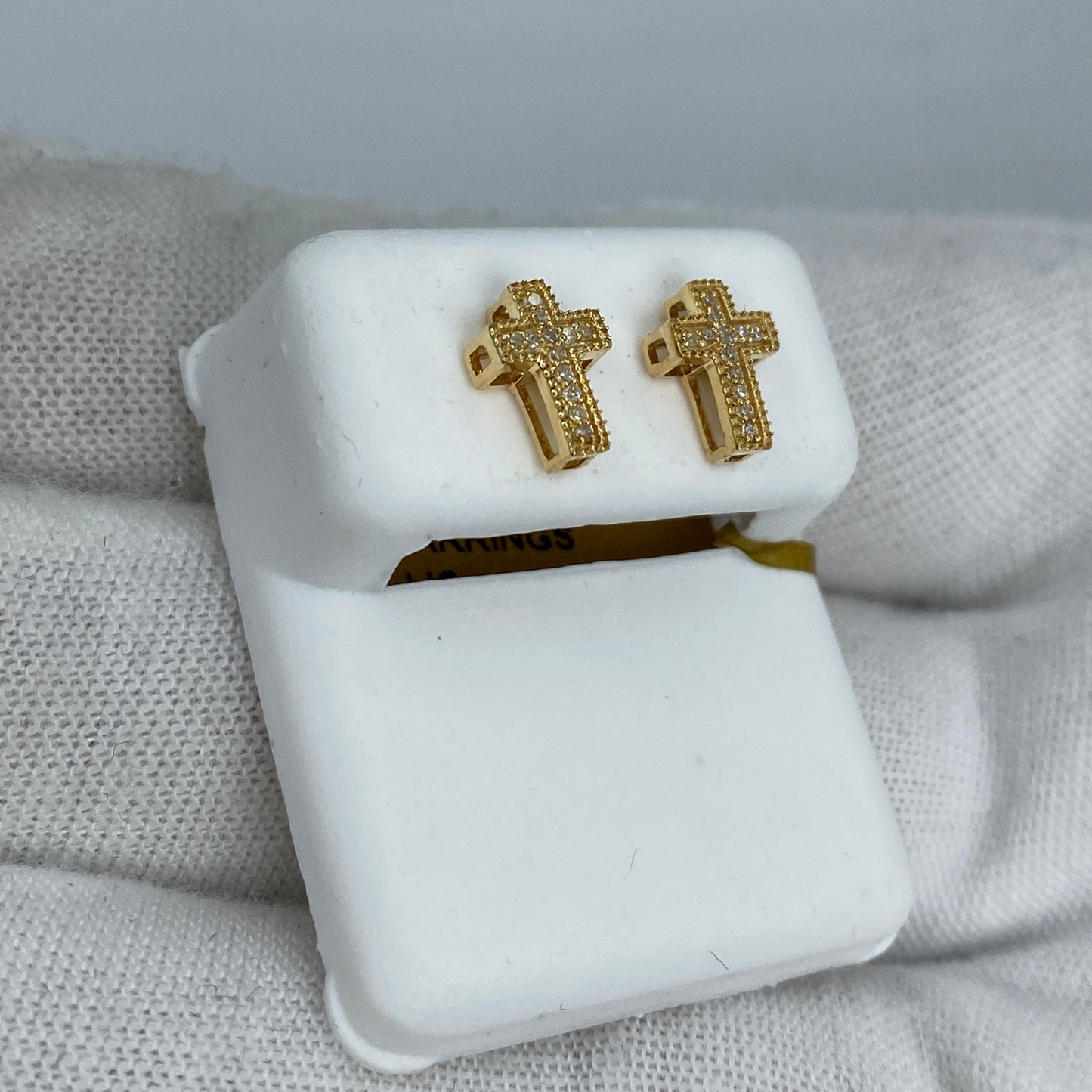 10K Cross Diamond Earrings