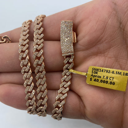10K 6.5MM Cuban Link Diamond Chain 18"
