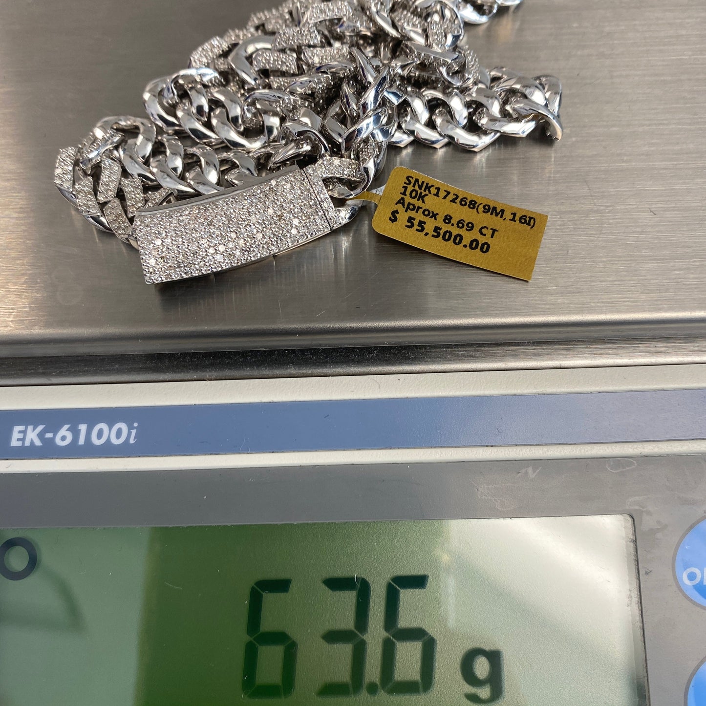 10K 9MM Cuban Link Diamond Chain 16"