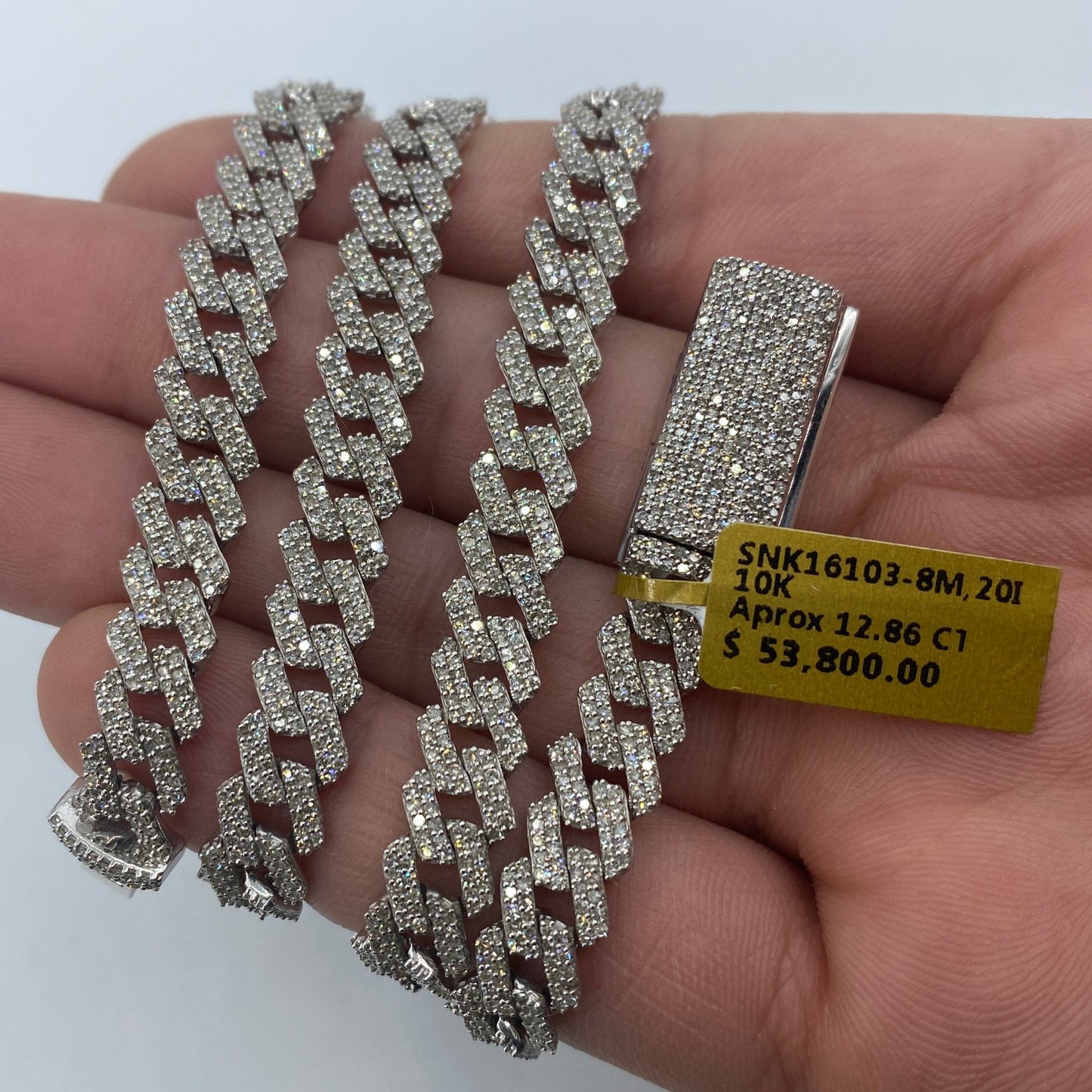 10K 8MM Cuban Link Diamond Chain 20"
