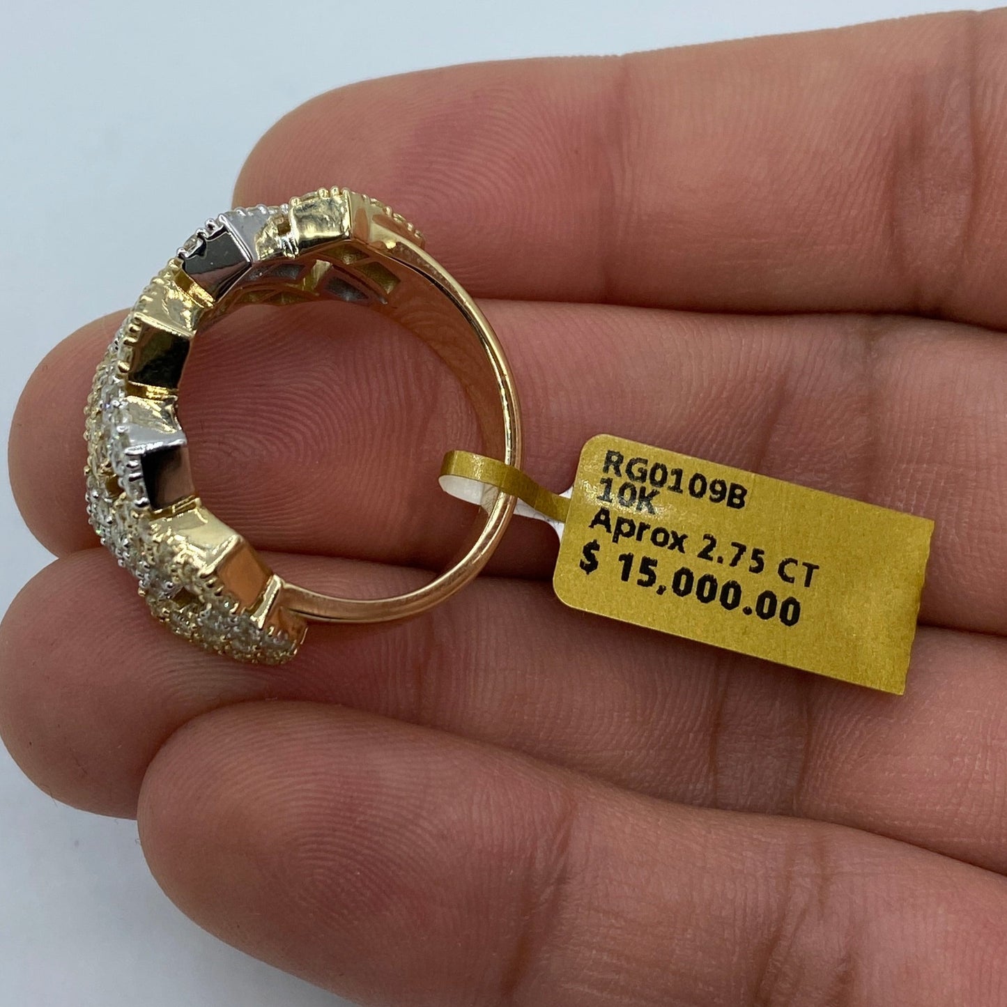 10K Cuban Link Diamond Ring Style #4