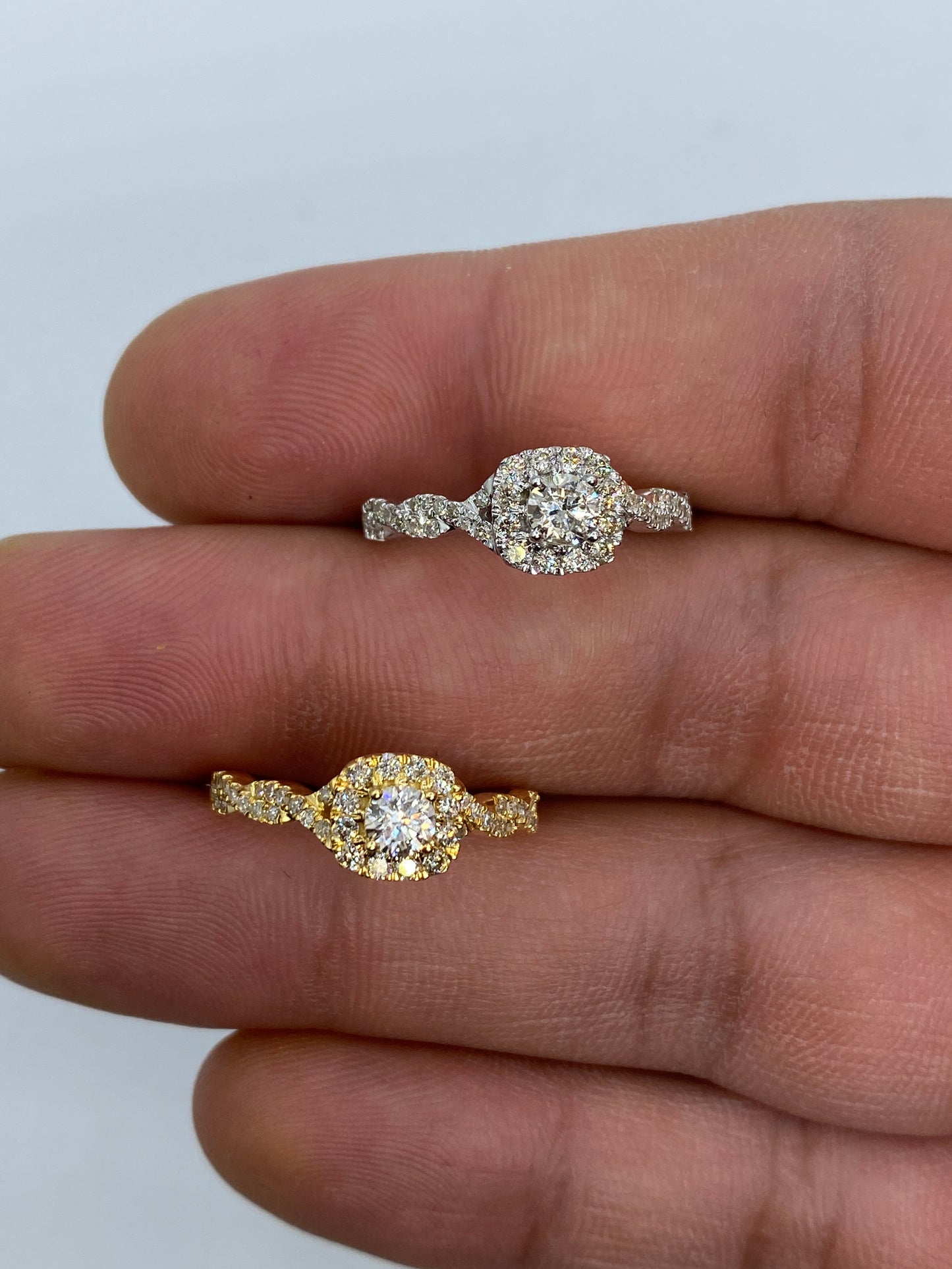 Large Center Stone Spiral Engagement Ring