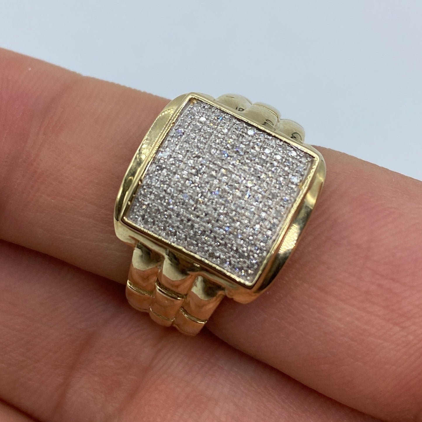 10K Square Engineer Diamond Ring