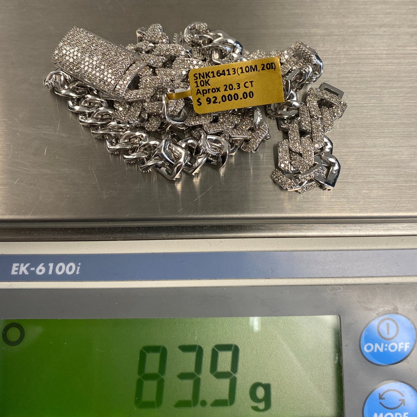 10K 10MM Cuban Link Diamond Chain 20"