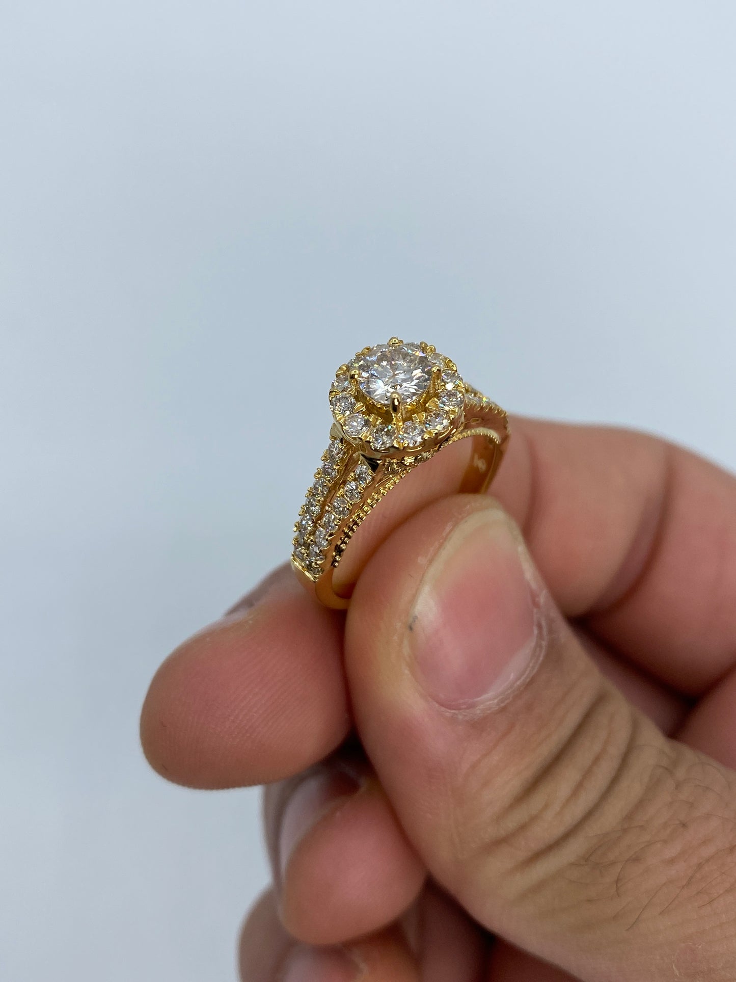 Large Circle Stone Engagement Ring