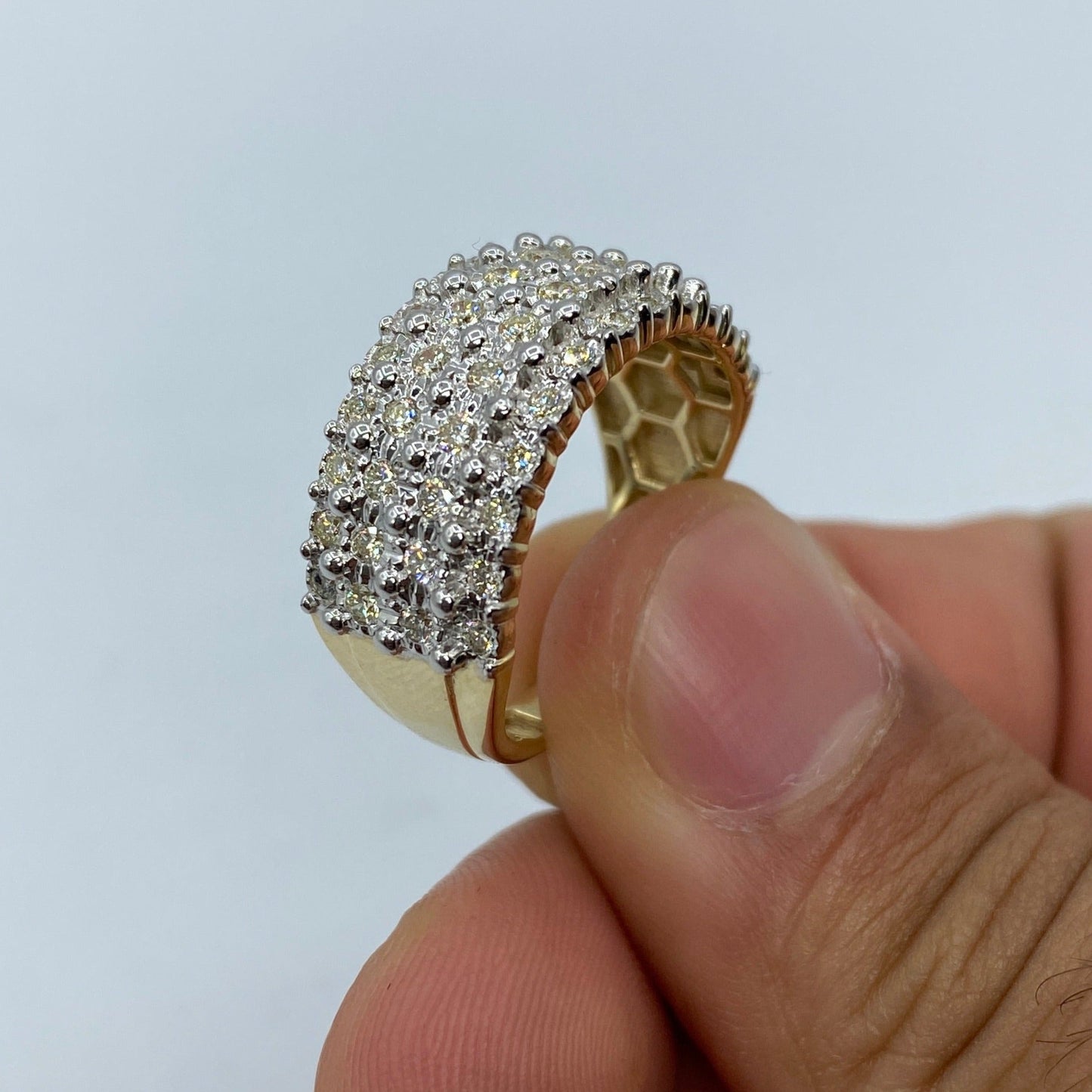 10K Quad Row Diamond Ring