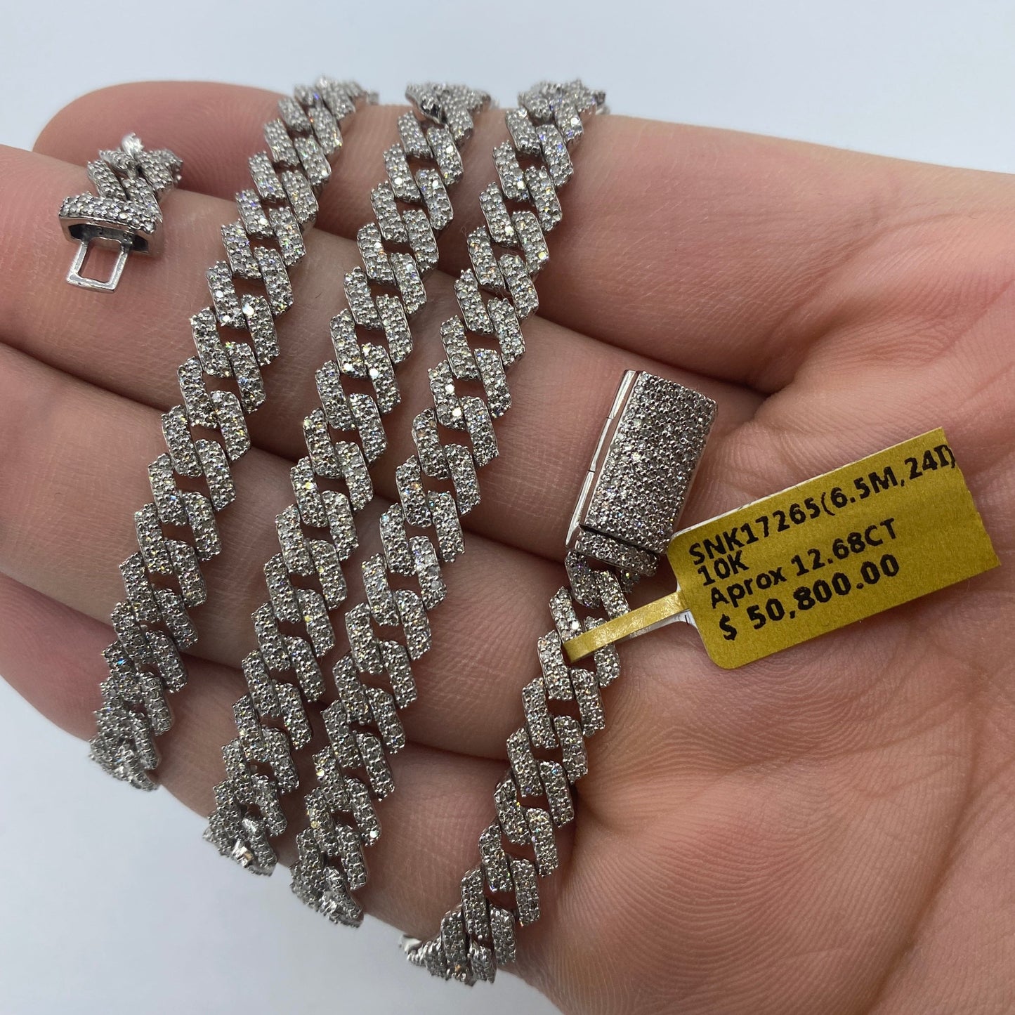 10K 6.5MM Cuban Link Diamond Chain 24"