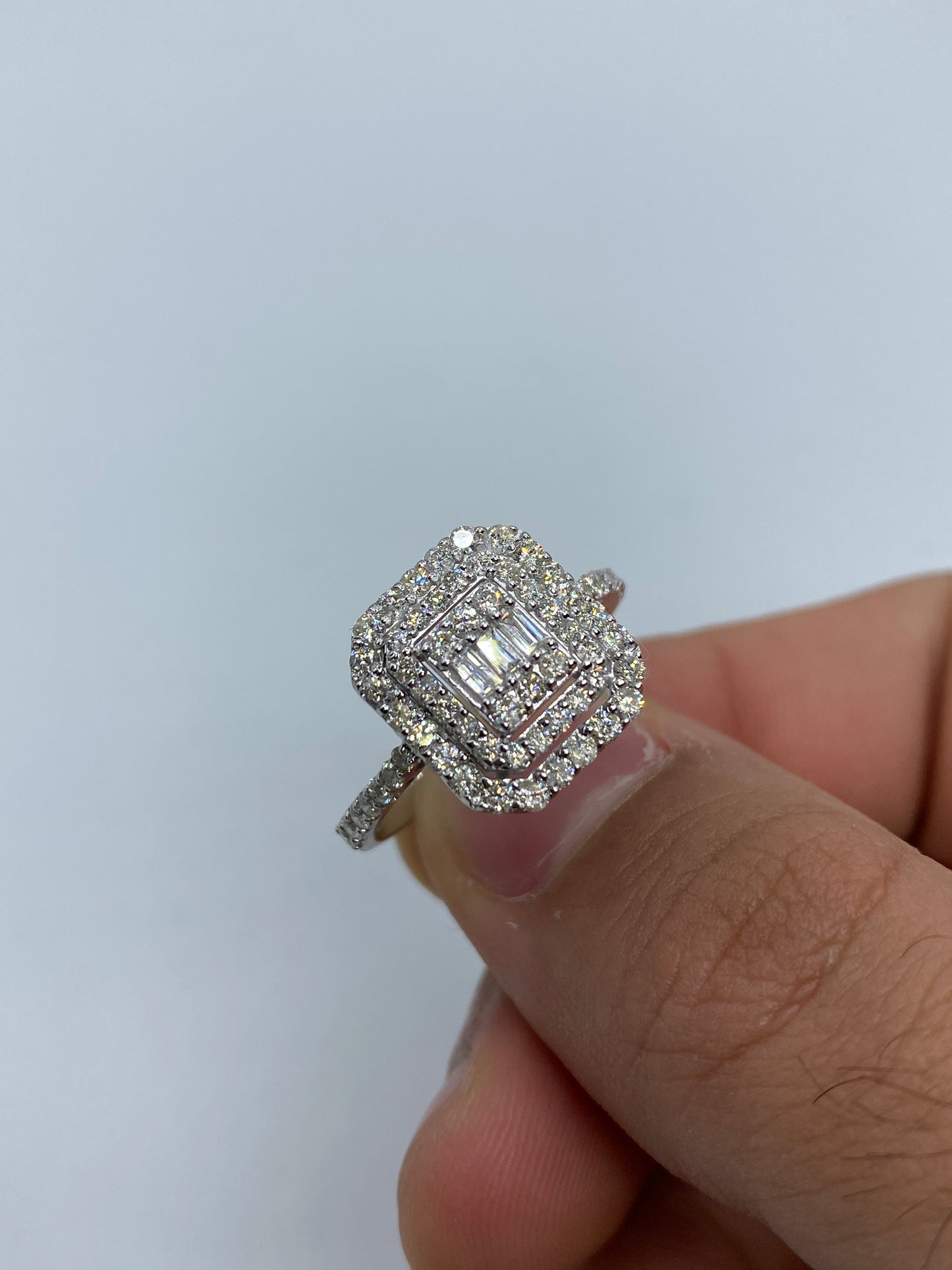 Rectangle Baguette Center Engagement Ring