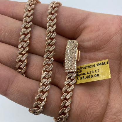 10K 6.5MM Cuban Link Diamond Chain 16"