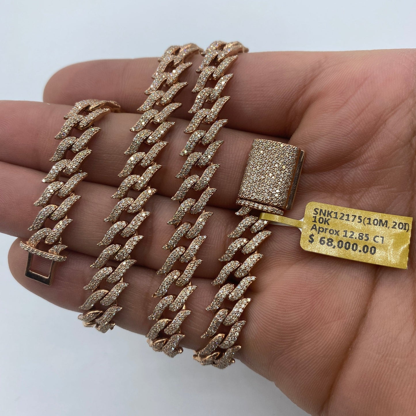 10K 10MM Thorn Cuban Link Diamond Chain 20"