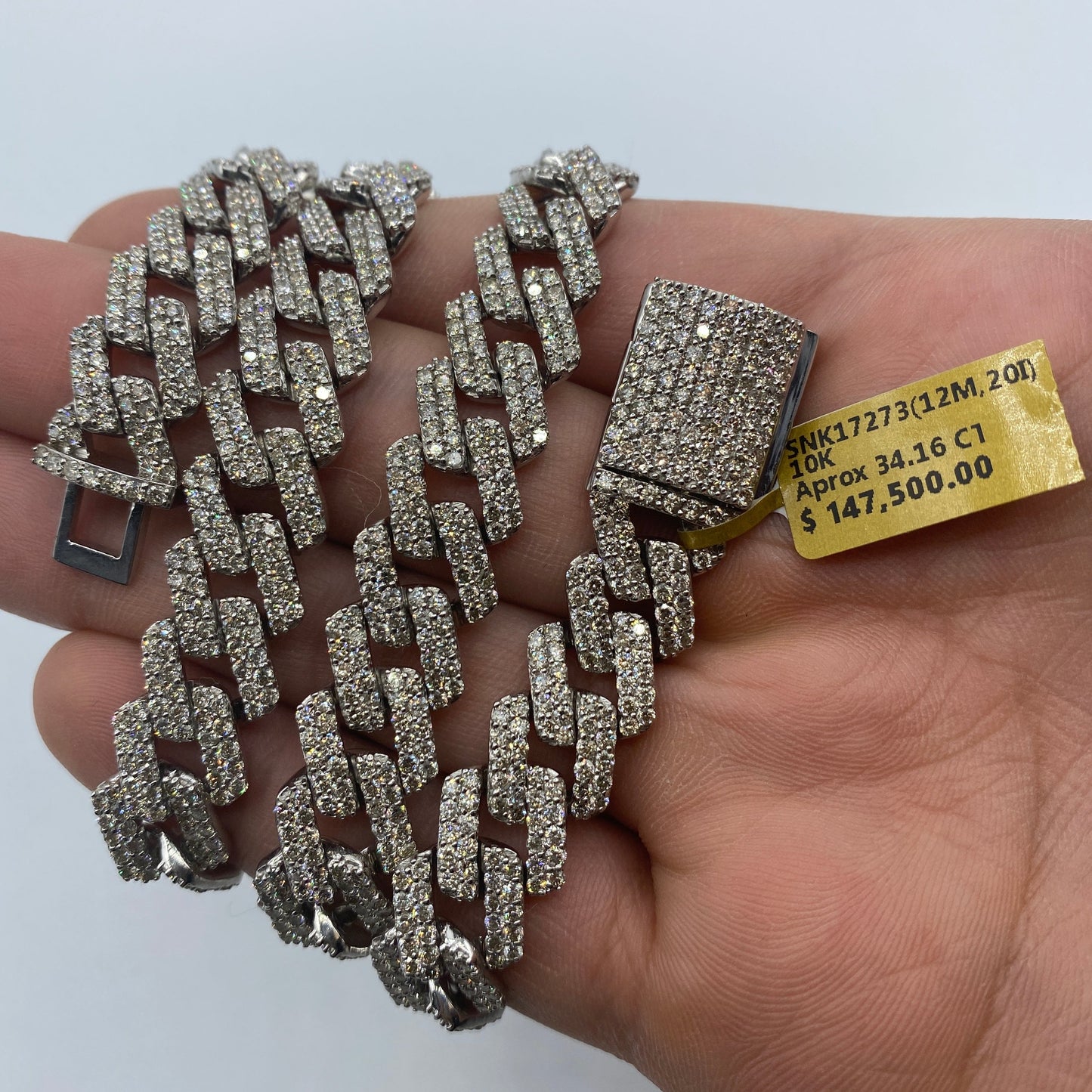 10K 12MM Cuban Link Diamond Chain 20"