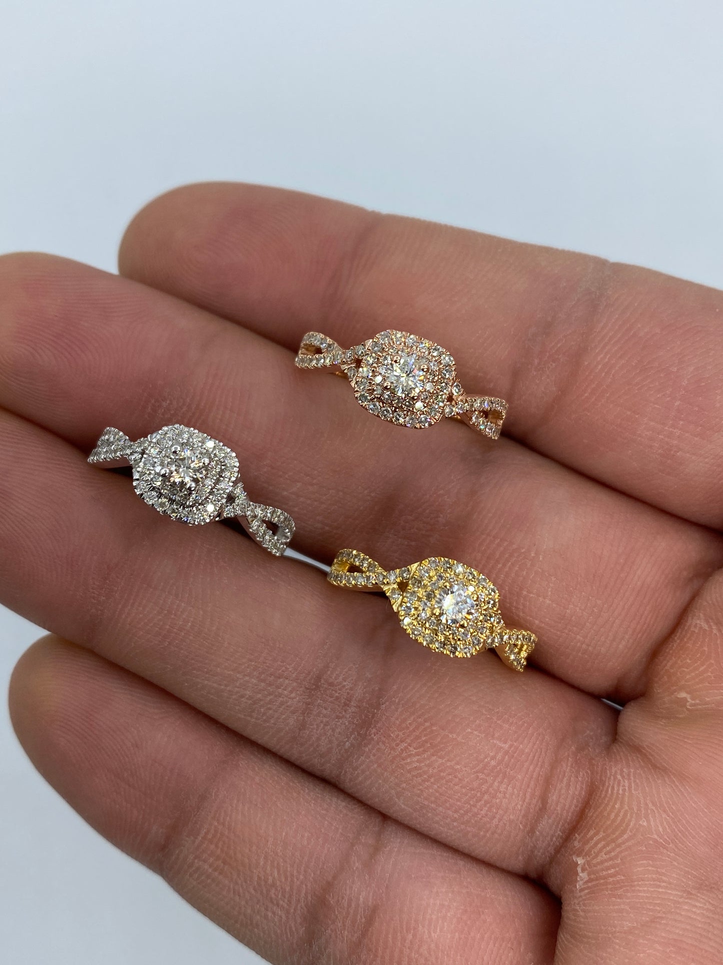 Square Large Center Stone Spiral Engagement Ring