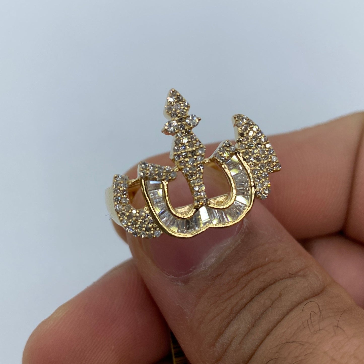 10K Allah Diamond Baguette Ring