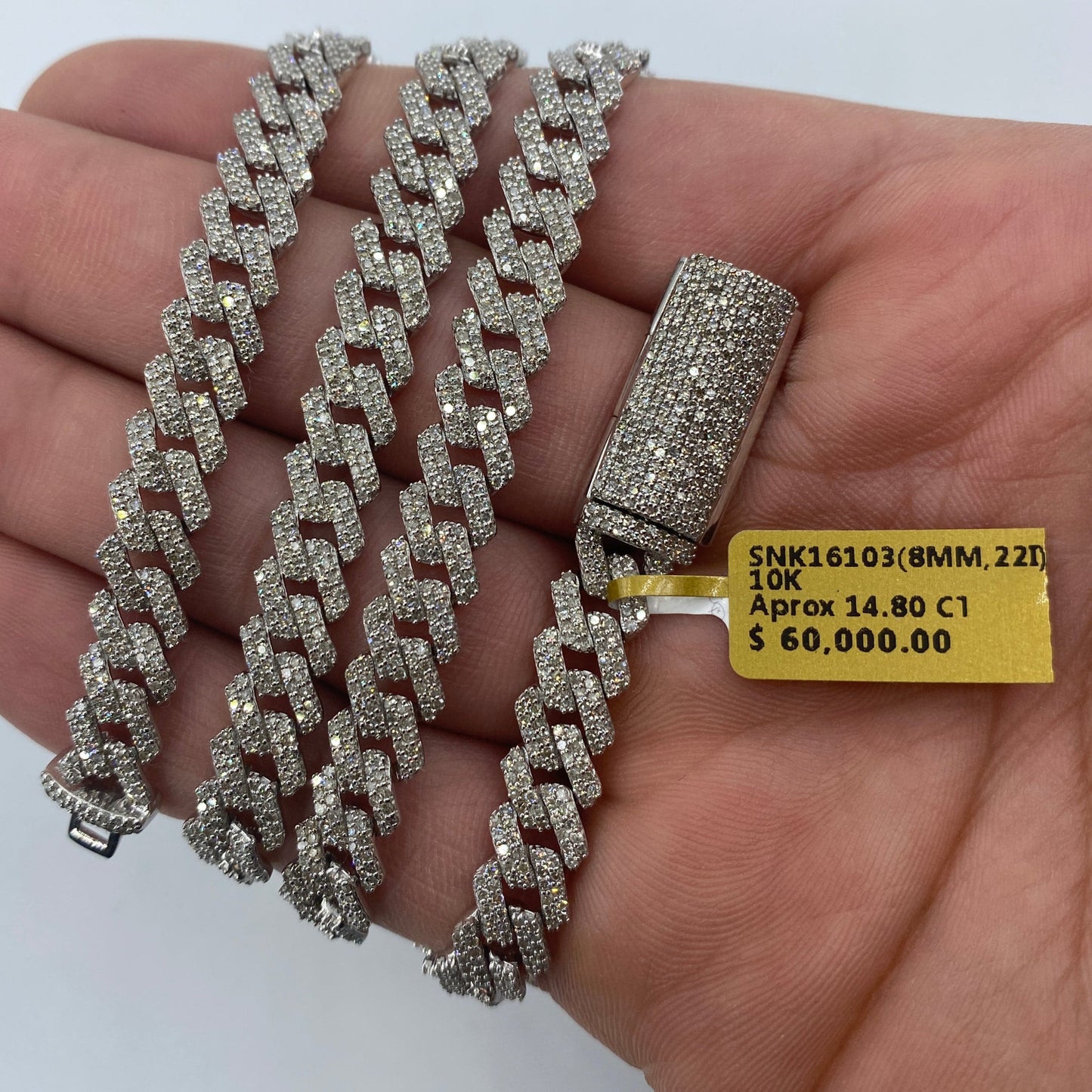 10K 8MM Cuban Link Diamond Chain 22"