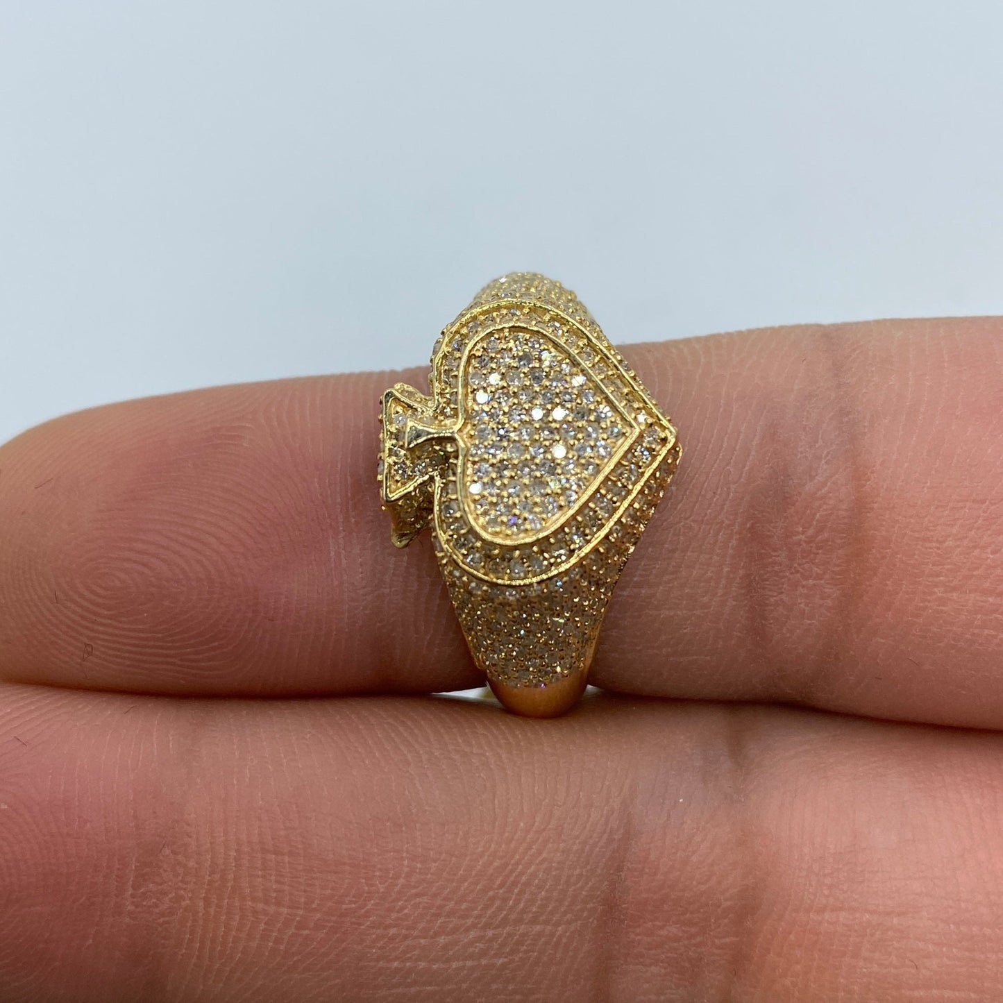 10K 3D Spade Diamond Ring