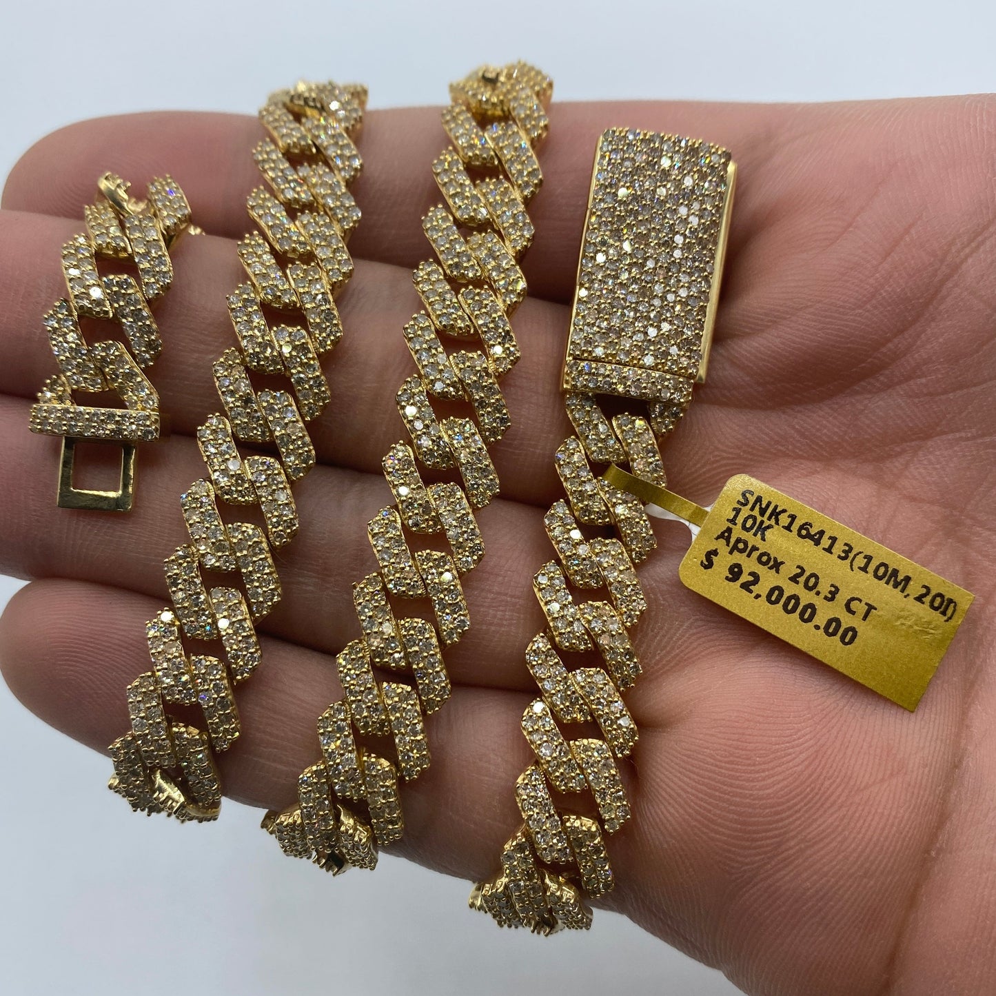 10K 10MM Cuban Link Diamond Chain 20"