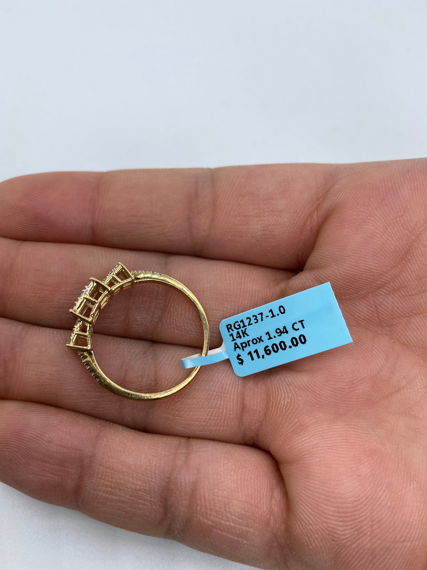 Tri-stone Square Cluster Engagement Ring