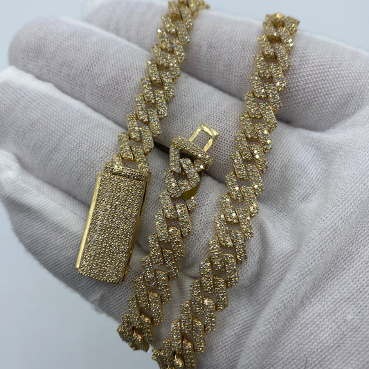 10K 8MM Cuban Link Diamond Chain 16"