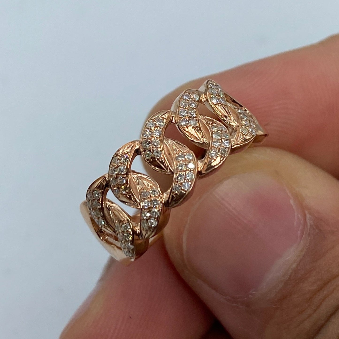 10K Cuban Link Diamond Ring (9M) Style #1