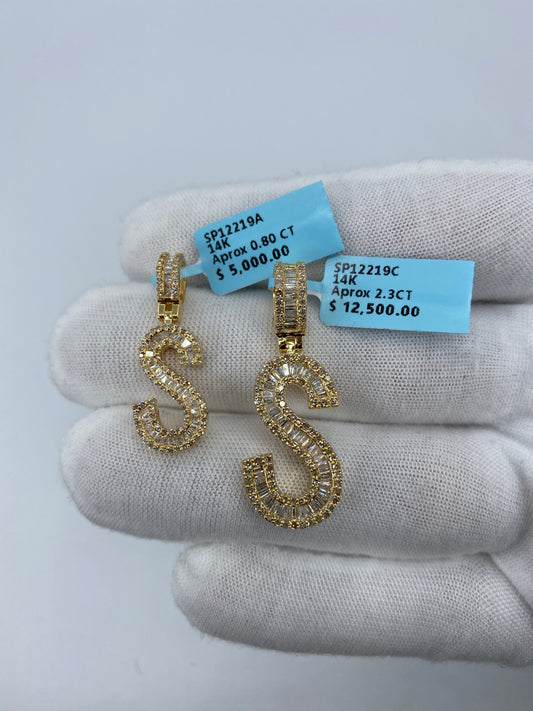 14K S Baguette Initial