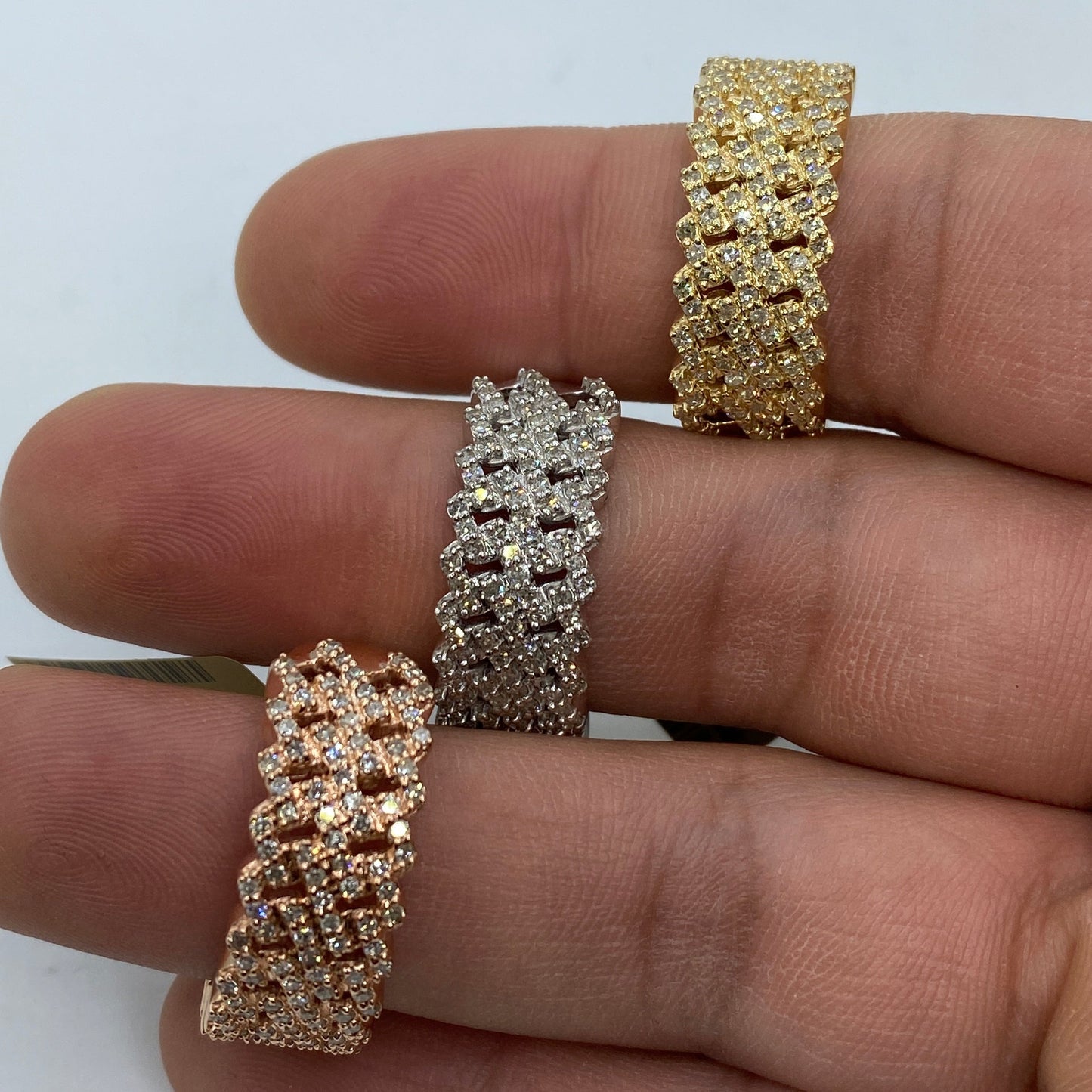 10K Double Cuban Link Diamond Ring