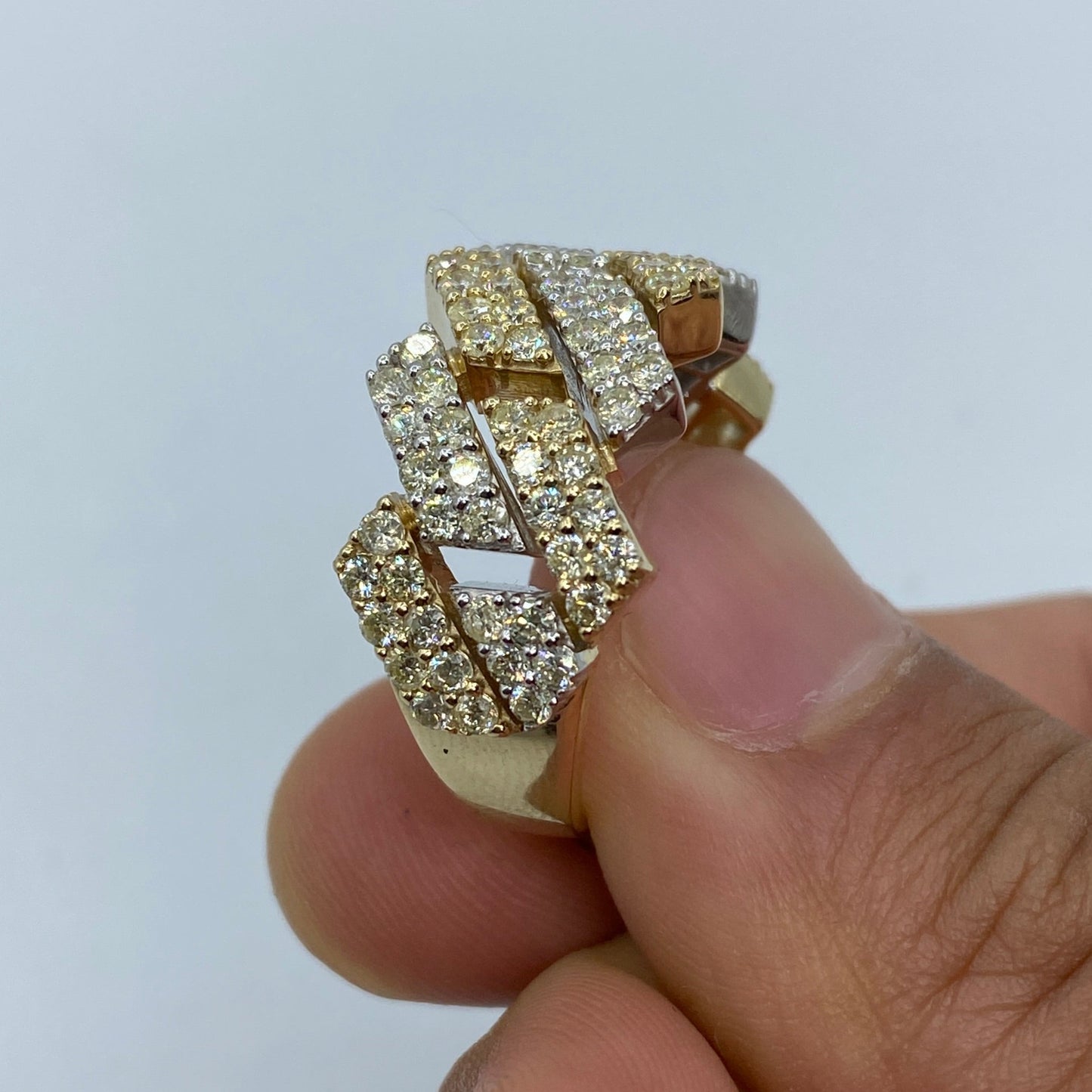 10K Cuban Link Diamond Ring Style #4