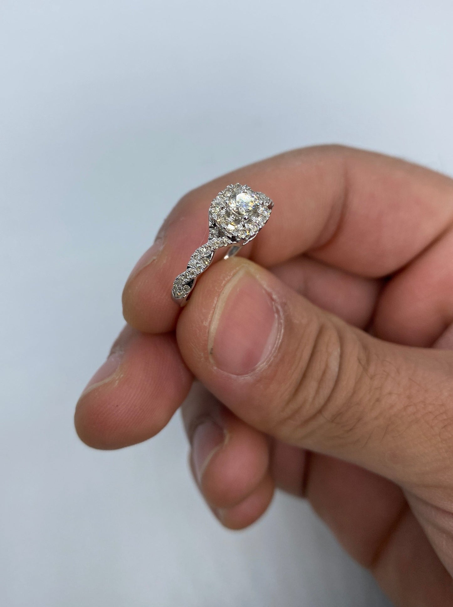 Large Center Stone Spiral Engagement Ring