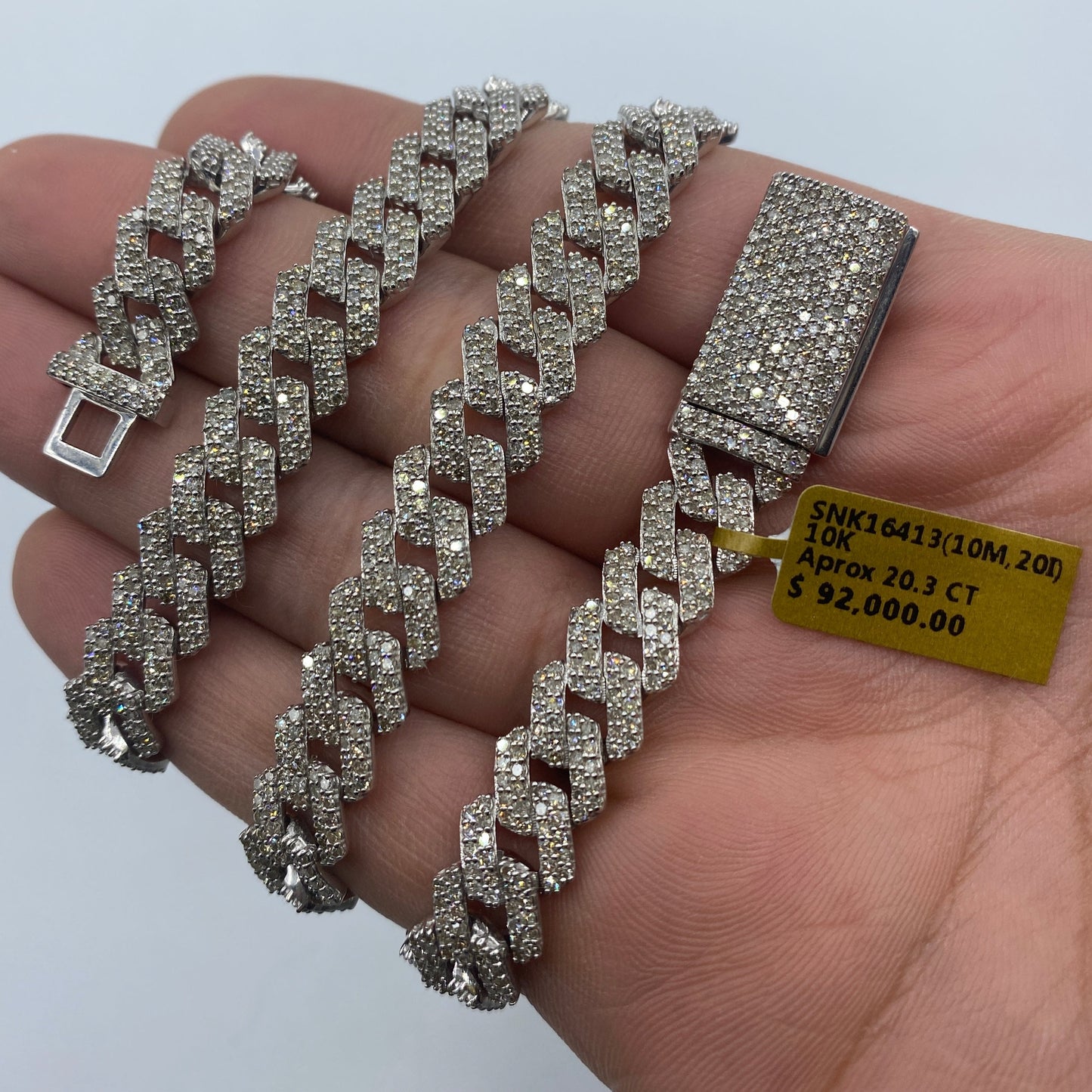 10K 10MM Cuban Link Diamond Chain 20"
