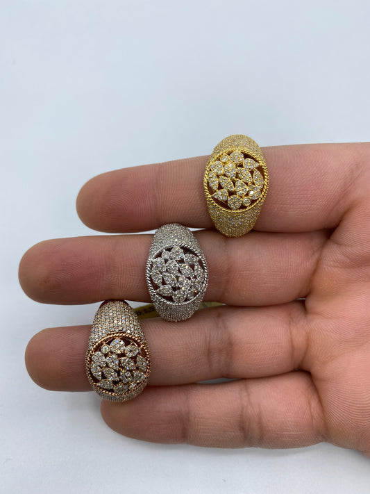 10K Floral Round Ring
