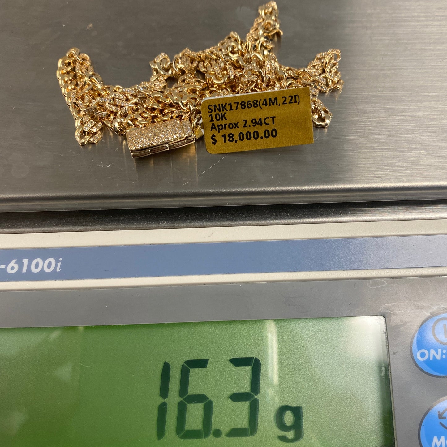 10K 4MM Cuban Link Diamond Chain 22"