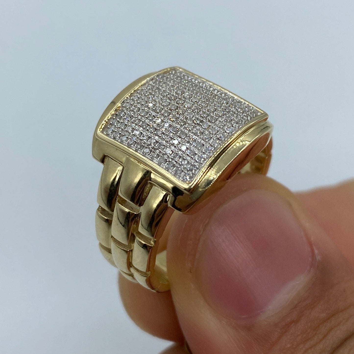 10K Square Engineer Diamond Ring