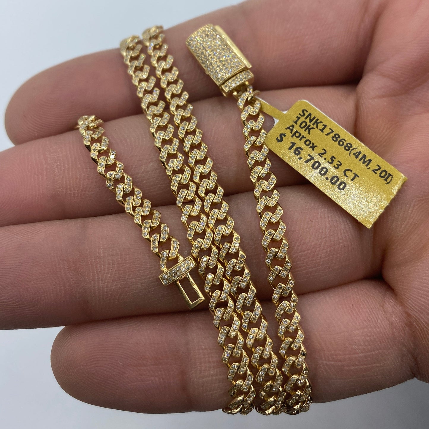 10K 4MM Cuban Link Diamond Chain 20"