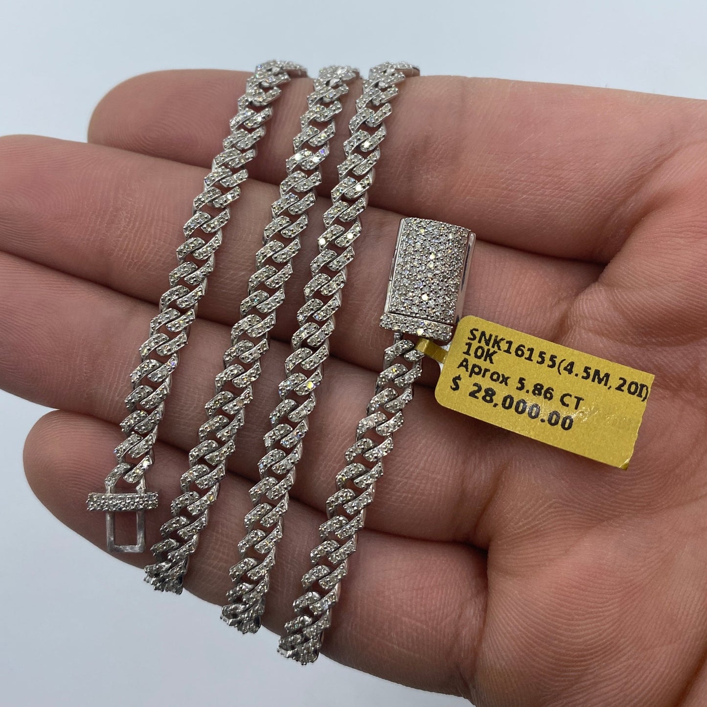 10K 4.5MM Cuban Link Diamond Chain 20"
