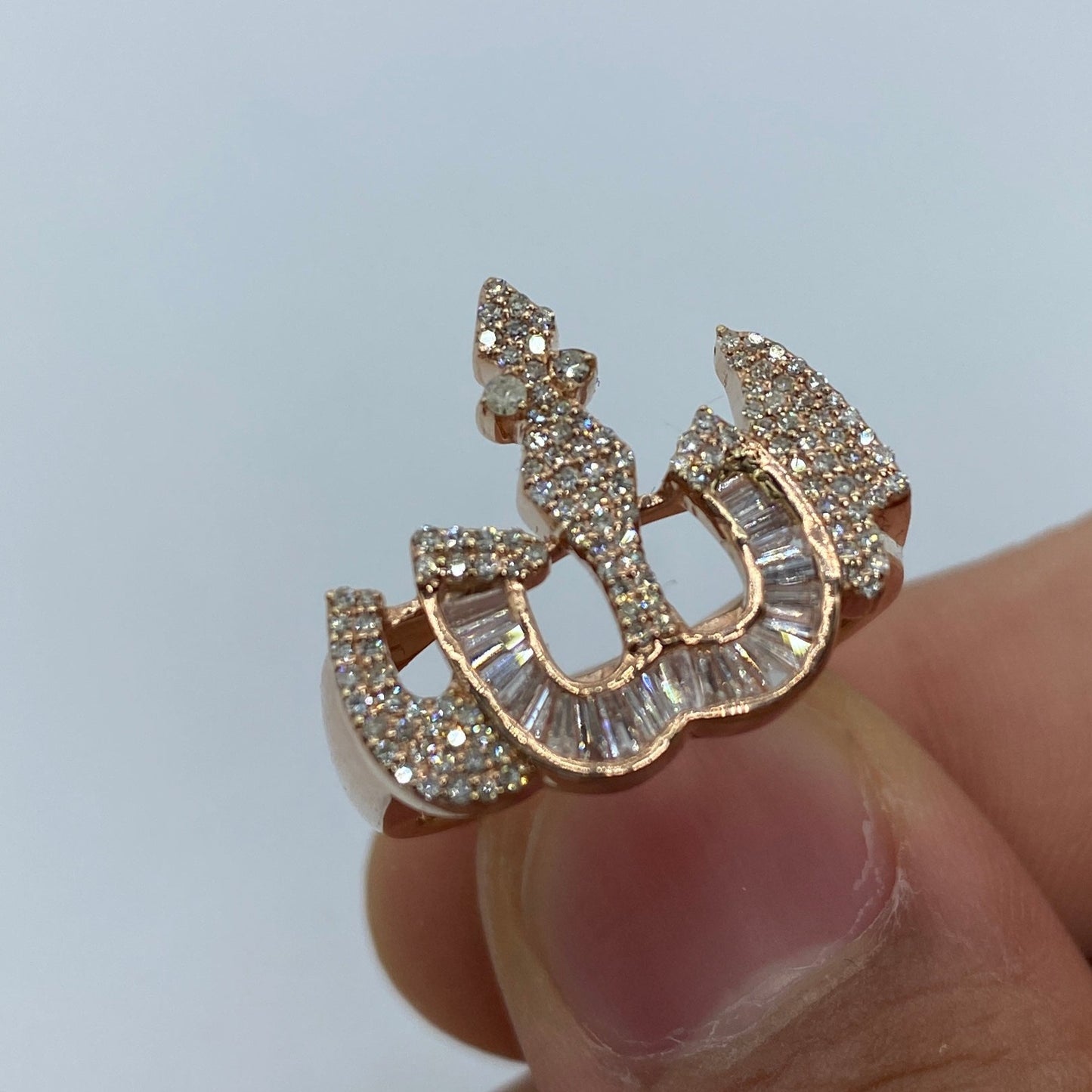 10K Allah Diamond Baguette Ring