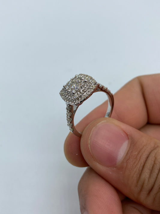 3D Square Large Engagement Ring