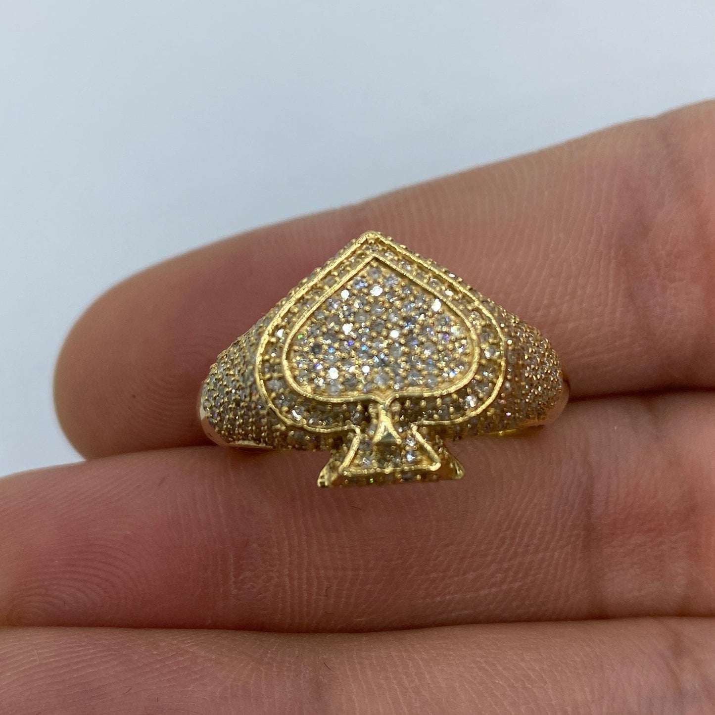 10K 3D Spade Diamond Ring