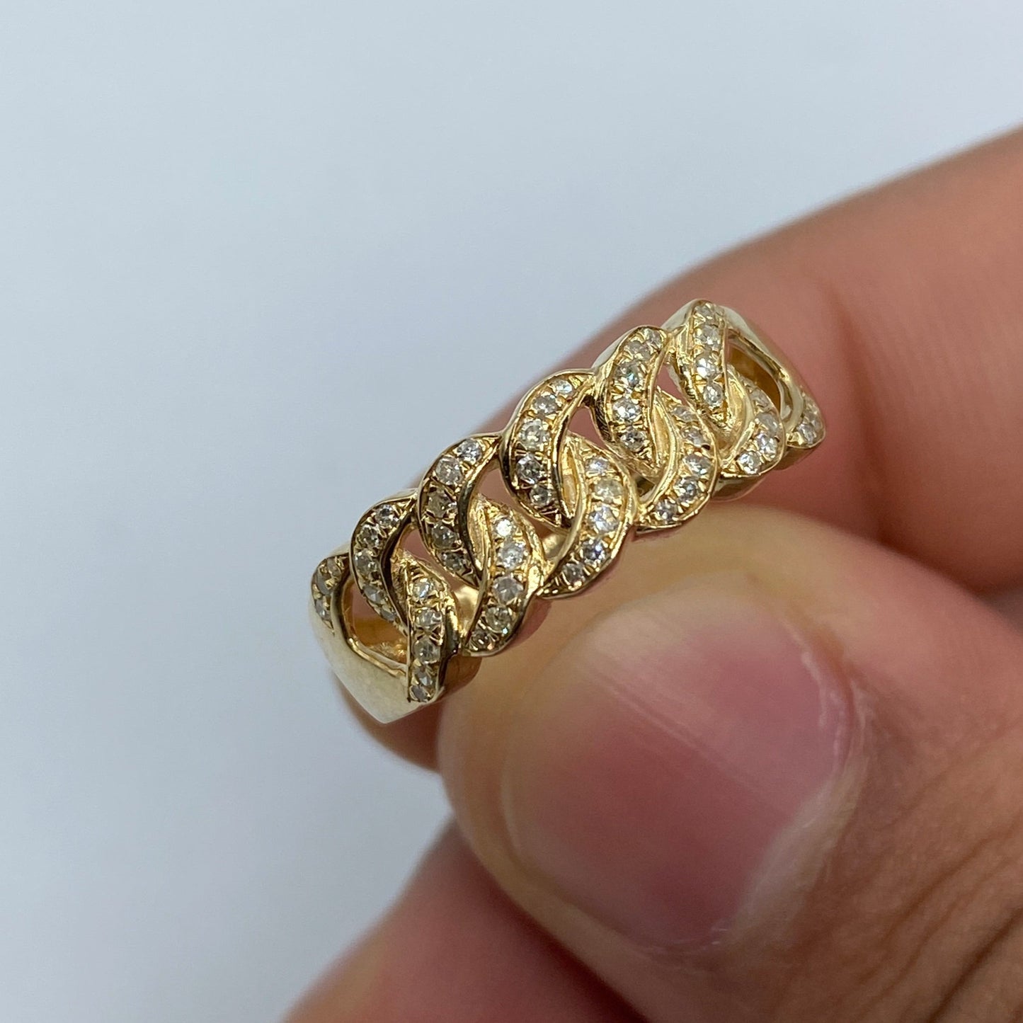 10K Cuban Link Diamond Ring (7M) Style #1