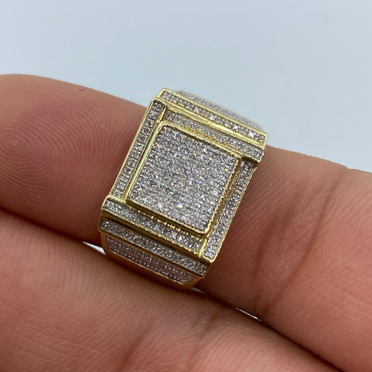 10K Square Jigsaw Diamond Ring